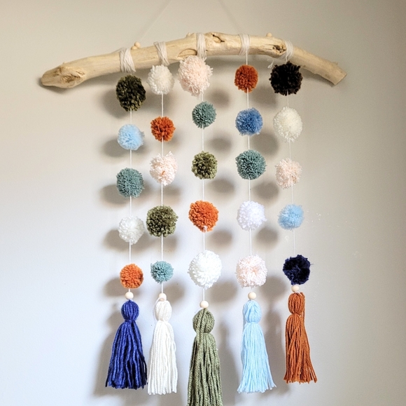 Other - Driftwood pom pom wall hanging
